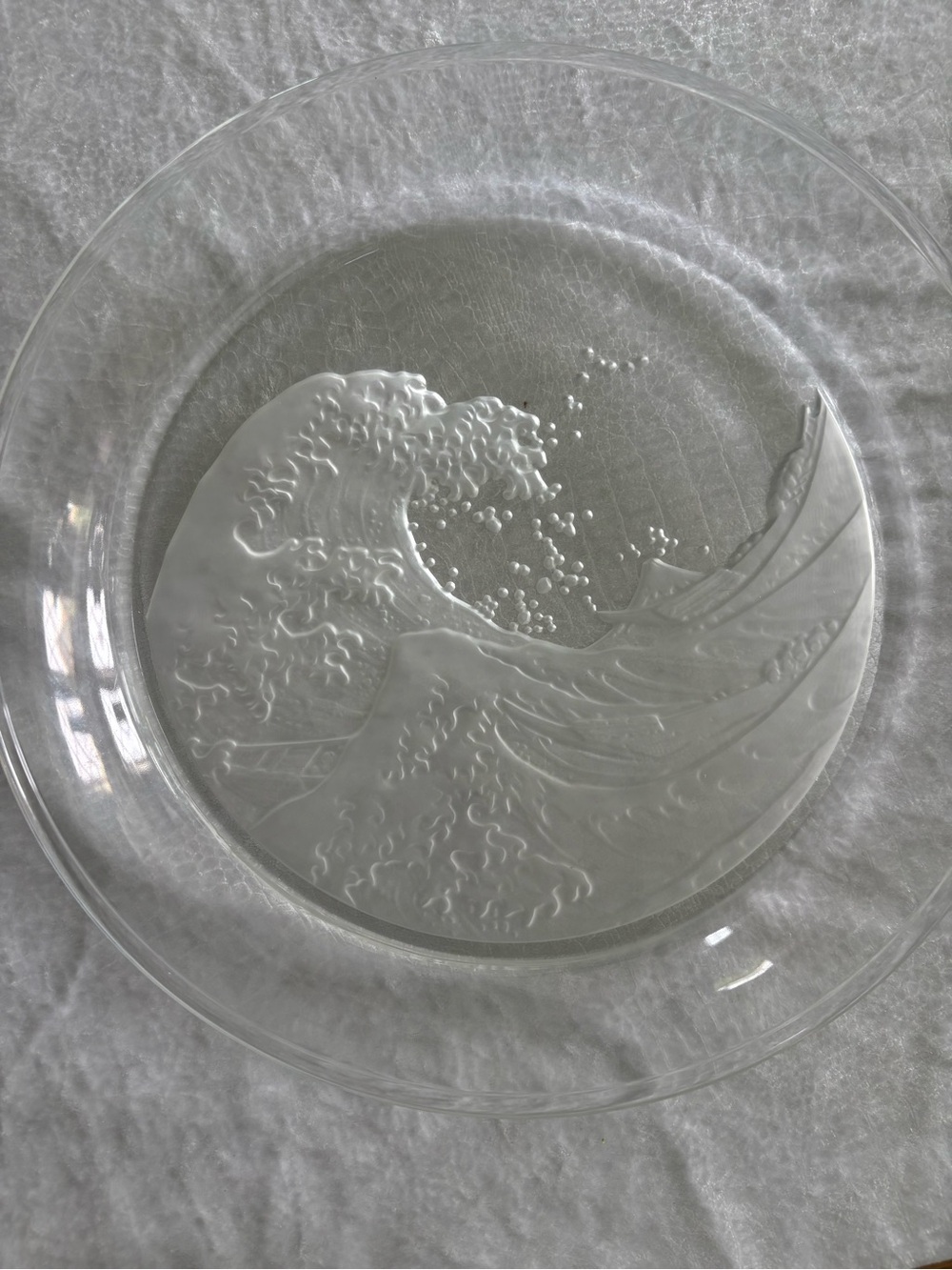 Rare Sasaki Clear Glass Plate with Wave